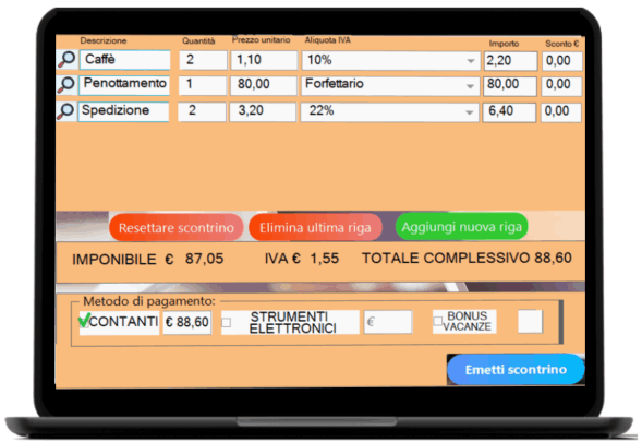 WinScontrino scontrino senza cassa si installa sul computer ed evita l'acquisto del registratore di cassa